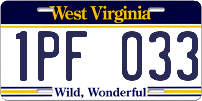 WV license plate 1PF033