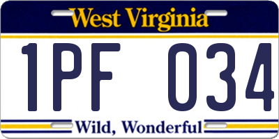 WV license plate 1PF034