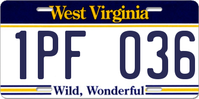 WV license plate 1PF036
