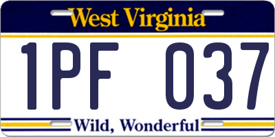 WV license plate 1PF037