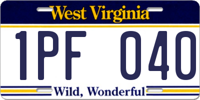 WV license plate 1PF040