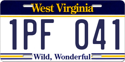 WV license plate 1PF041