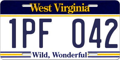 WV license plate 1PF042