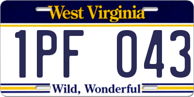WV license plate 1PF043