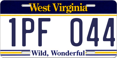 WV license plate 1PF044