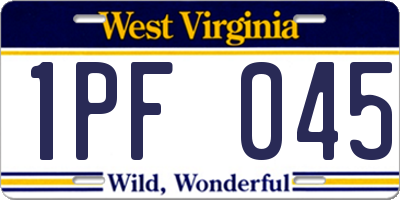 WV license plate 1PF045