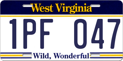 WV license plate 1PF047