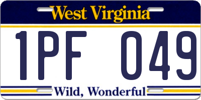 WV license plate 1PF049