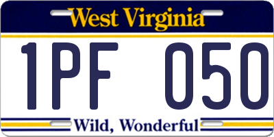 WV license plate 1PF050