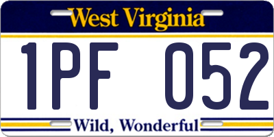 WV license plate 1PF052