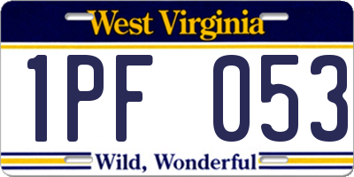 WV license plate 1PF053