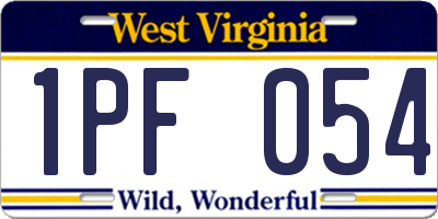WV license plate 1PF054