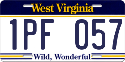 WV license plate 1PF057
