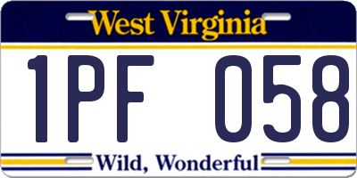 WV license plate 1PF058