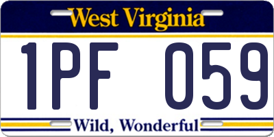 WV license plate 1PF059