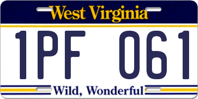 WV license plate 1PF061
