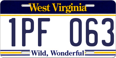 WV license plate 1PF063