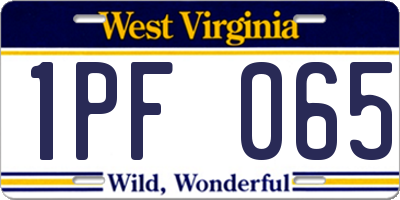 WV license plate 1PF065
