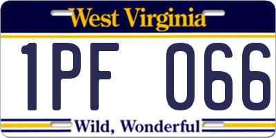 WV license plate 1PF066