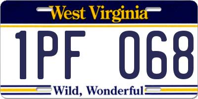 WV license plate 1PF068