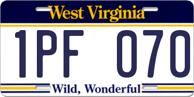 WV license plate 1PF070