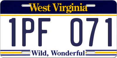 WV license plate 1PF071