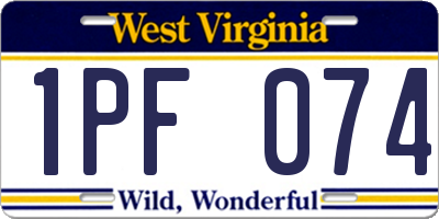 WV license plate 1PF074