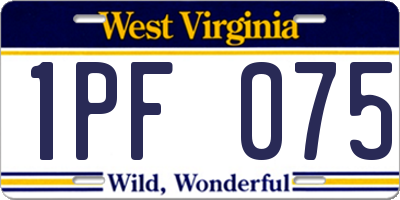 WV license plate 1PF075