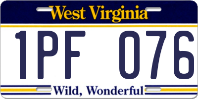 WV license plate 1PF076