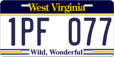 WV license plate 1PF077
