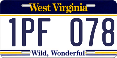 WV license plate 1PF078