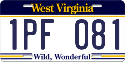 WV license plate 1PF081