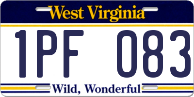 WV license plate 1PF083