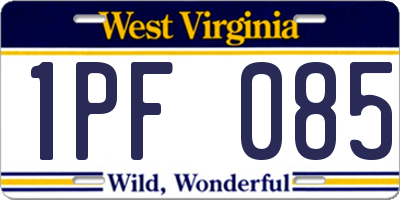 WV license plate 1PF085