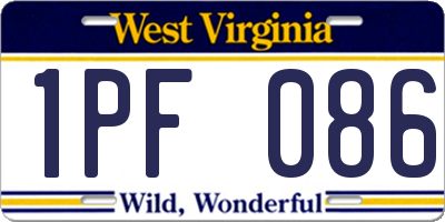 WV license plate 1PF086