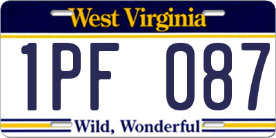 WV license plate 1PF087