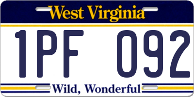 WV license plate 1PF092