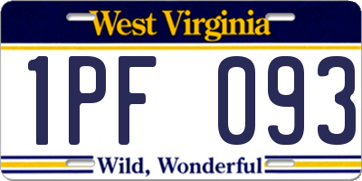 WV license plate 1PF093