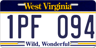 WV license plate 1PF094