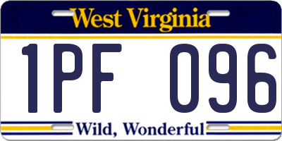 WV license plate 1PF096