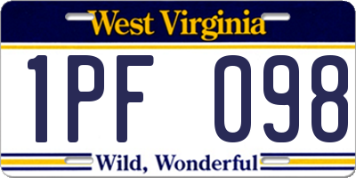 WV license plate 1PF098
