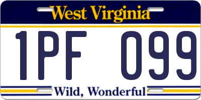 WV license plate 1PF099