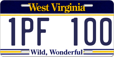 WV license plate 1PF100