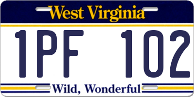 WV license plate 1PF102
