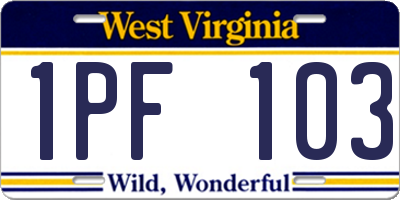 WV license plate 1PF103