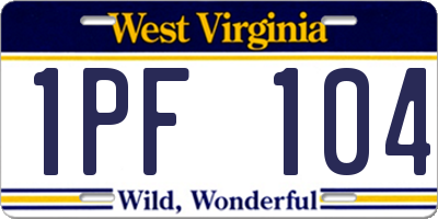 WV license plate 1PF104