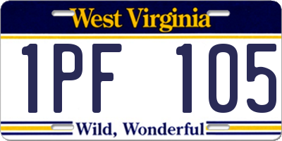 WV license plate 1PF105