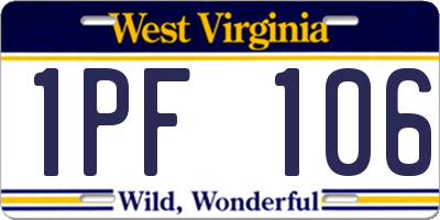 WV license plate 1PF106