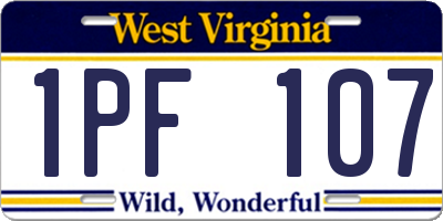 WV license plate 1PF107
