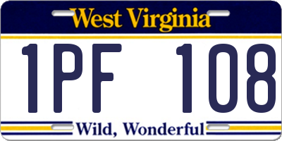 WV license plate 1PF108